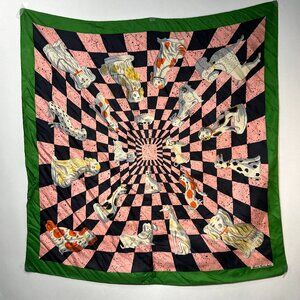 RARE VTG COLL BROOKE CADWALLADER Mid-Century Dog Print Multicolor Silk Scarf